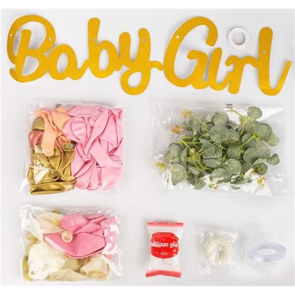 122Pcs Baby Shower Decorations for Girl Rose Gold Pink Balloons Arch Garland Kit - Picture 3 of 6